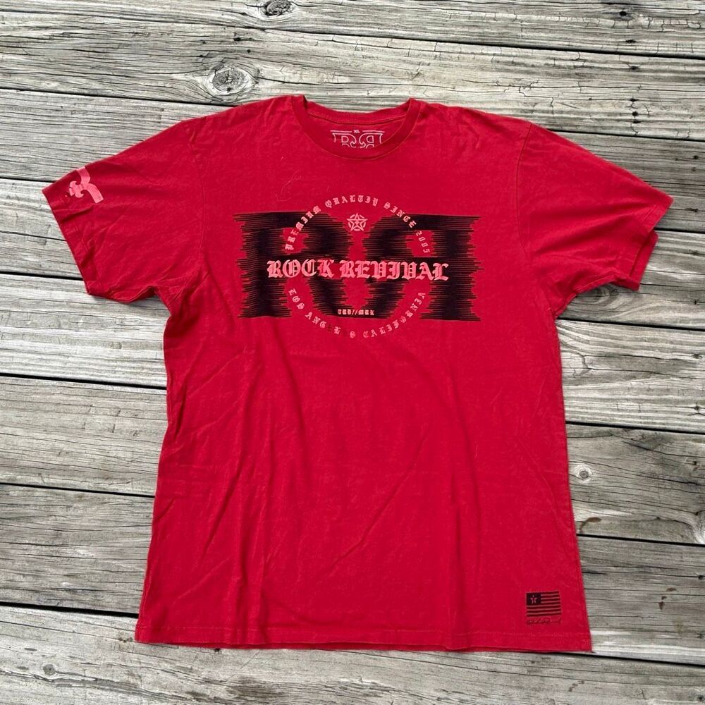 Rock Revival Men’s Red Graphic Logo T-Shirt Size XL